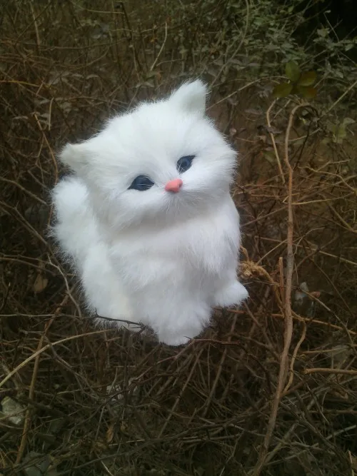 simulation white cat 16x15cm  cat hard model ,polyethylene&furs toy craft,prop,home decoration,Xmas gift 1062