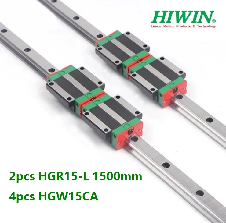 

2pcs origial Hiwin rail HGR15 -L 1500mm + 4pcs HGW15CA HGW15CC flange carriage blocks for cnc router