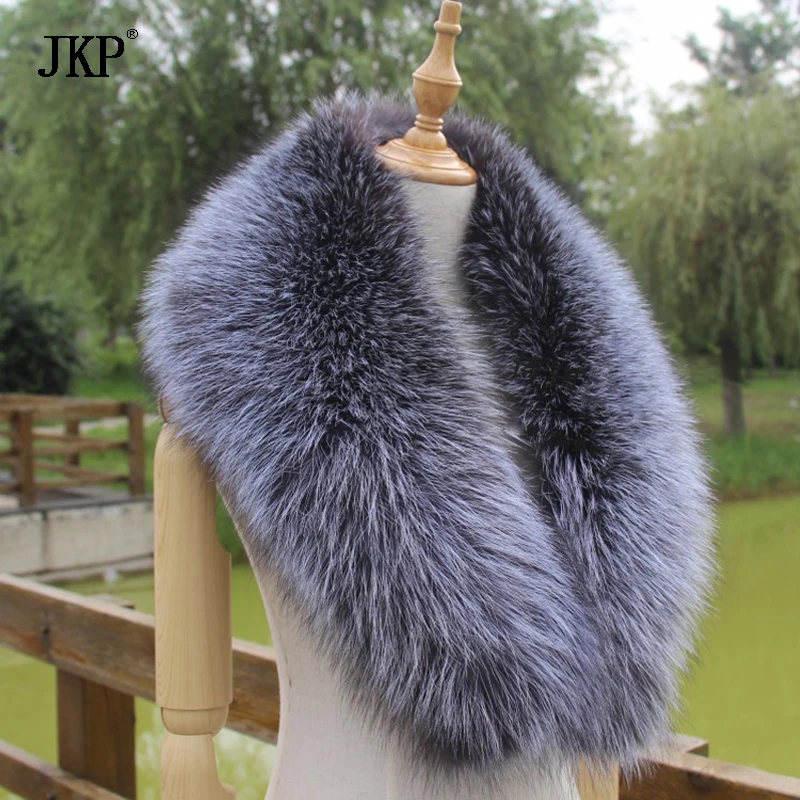 Real silver Fox Fur Collar Women 100% Natural Fox Fur Scarf Winter Warm Fur Collar Straight Collar Natural Large Scarf Shawls