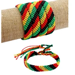 1Pcs Colorful Rasta Friendship Bracelet Wristband Colorful Cotton Silk Surfer Boho Bangle Silk Cord Best Friends Gifts