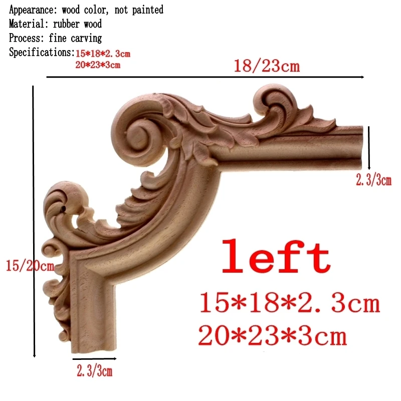 RUNBAZEF Wholesale Exquisite Classic Rubber Wood Carved Applique Furniture Natural Decal Color Home Decoration Accessories