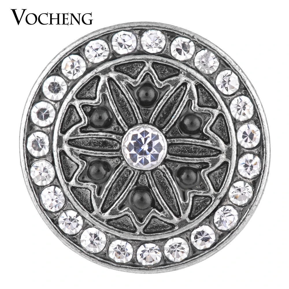 Vocheng Snap Charms 3 Colors Vintage Blossom Bead Charms 18mm DIY Gift for Women Vn-1088