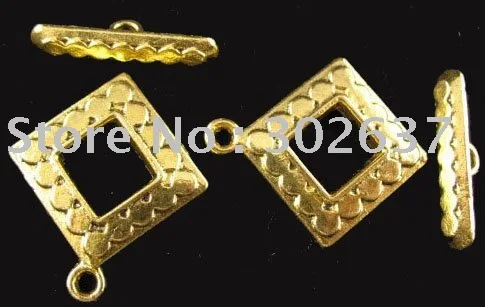 

FREE SHIPPING 60sets Antiqued gold Square toggle clasps A1517G