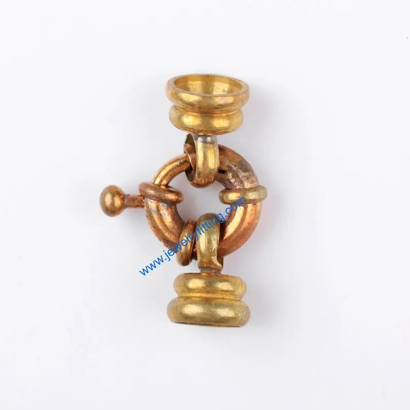 copper Spring Ring Clasp with 2 end cap China jewelry findings supplier shipping free mang color can be plated 300pcs