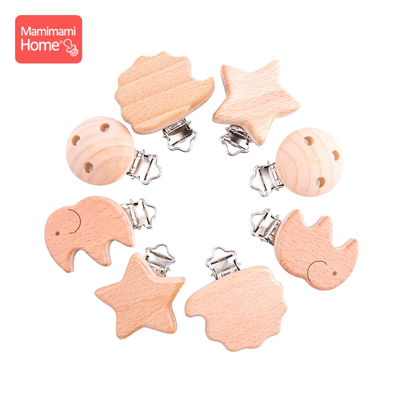 

Mamihome 20pcs/Lot Baby Wooden Teether Diy For Pacifier Clip Chain BPA Free Beech Rodent Soother Clasp Nurse Gift Nipple Holder