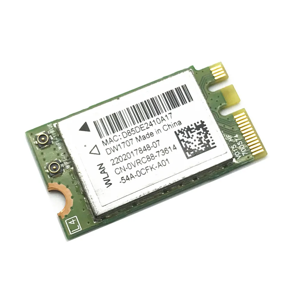 10pcs Dell DW1707 QCNFA335 WLAN WiFi 802.11 b/g/n + Bluetooth-compatible 4.0 NGFF Card VRC88 for 3340 E5250 3550 E7250 E7450