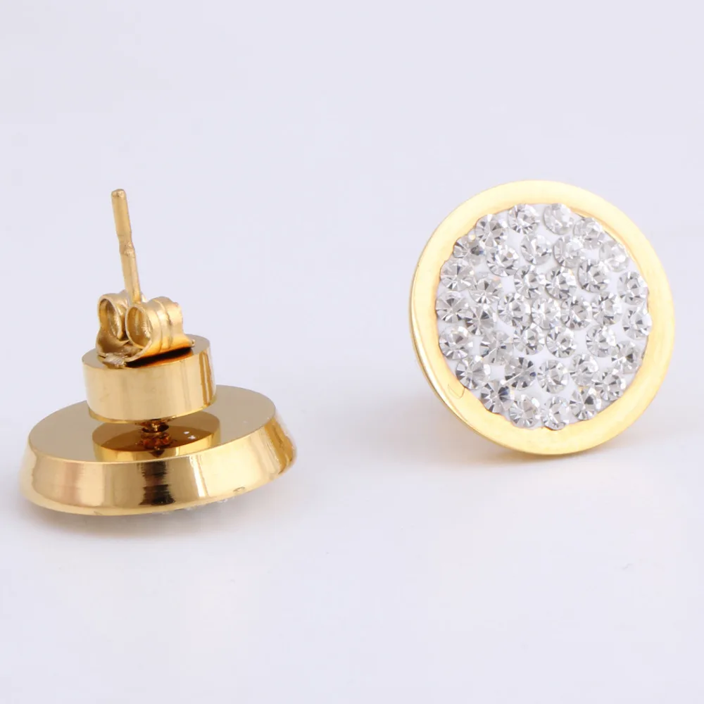 Fashion Good CZ Crystal Gold-Color Stainless Steel Stud Earrings For Women Gift Hypoallergenic Wedding Party Pendientes Jewelry