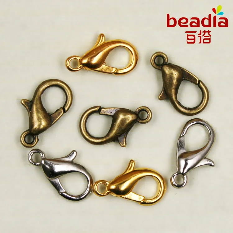 12 sztuk złota/rod/w stylu Vintage brąz Plated Lobster zatrzaski haki biżuteria ustalenia 12mm darmowa wysyłka