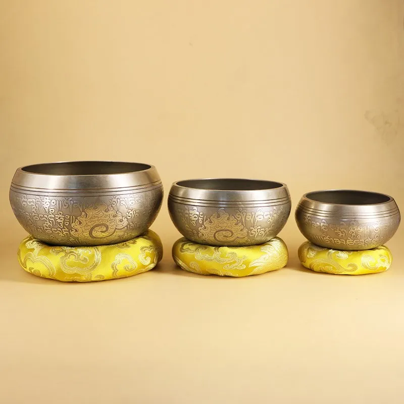 Tibetan Singing Bowl Himalayan Hand Hammered Chakra Meditation Home Decoration Crafts Religion Belief Yoga Bowl Figurines