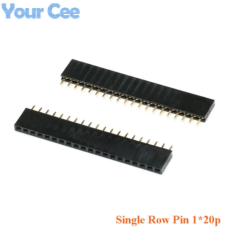 20pcs 20P 20pin Female Single Row Straight Pin Header Pitch 2.54mm Socket Connector 1*20 Pin Needle Strip