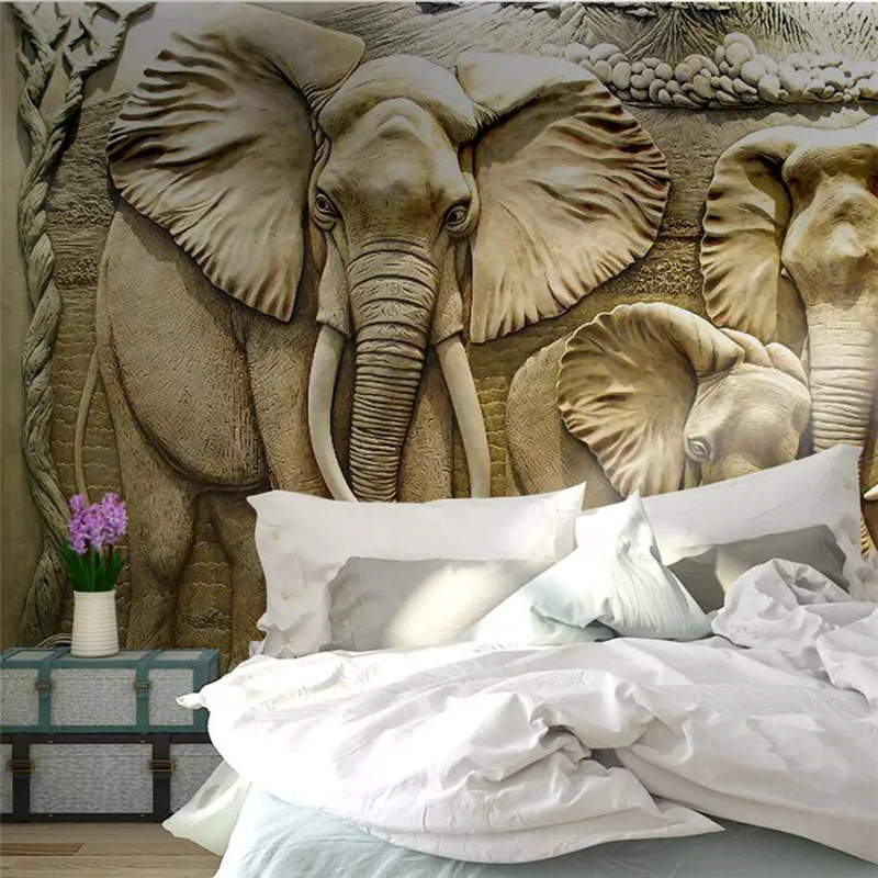 wellyu Custom wallpaper 3d wall papers home decor photo murals papel de parede 3D gold embossed elephant background wall paper