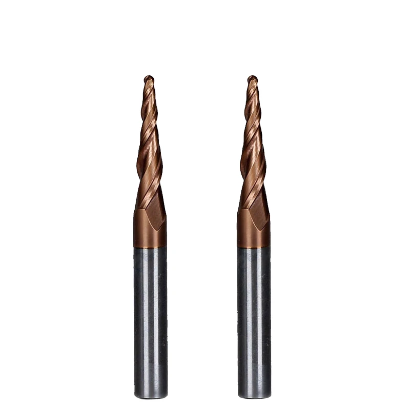 

2pc R0.75*D6*20*50L*2F HRC55 Tungsten solid carbide Coated Tapered Ball Nose End Mills taper and cone milling cutter