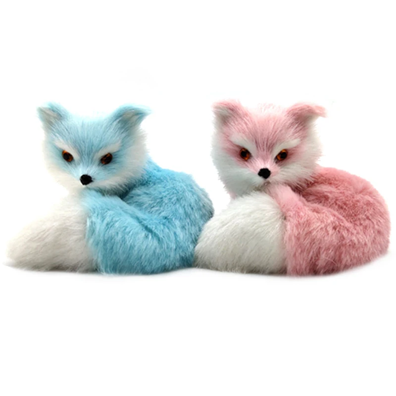 1Pcs Mini Small Simulation Fox Toy Squatting Fox Model Home Decoration Wedding Birthday Gift Stuffed Plush Toys