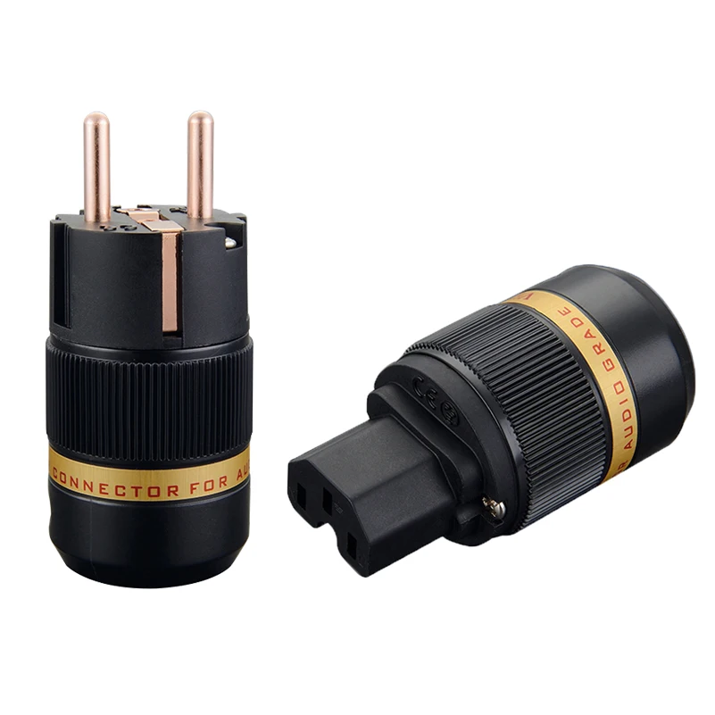 

Viborg VE501 VF501 Pure Copper EU Plug Type Schuko Power Plug with IEC Female Connectors