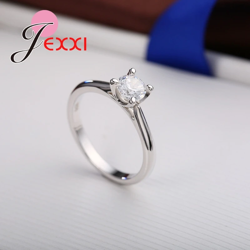 CharmingJewelry Fashion 925 Sterling Silver Rings Woman Lady CZ Crystal Lady Finger Ring