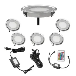 6Pack 58 mm LED Deck Lights 0.5W 7LM SMD3350 EU/US/UK/AU Plug for Outdoor Garden Pathway Decor Underground Waterproof Spotlight