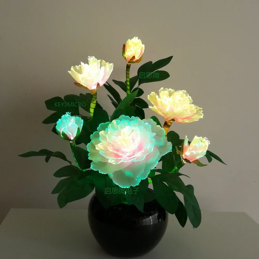 Beautiful Peony Artificial Led colourful Flowers Small bouquet flores Home Party Spring Wedding Decoration Mariage Fake Flower