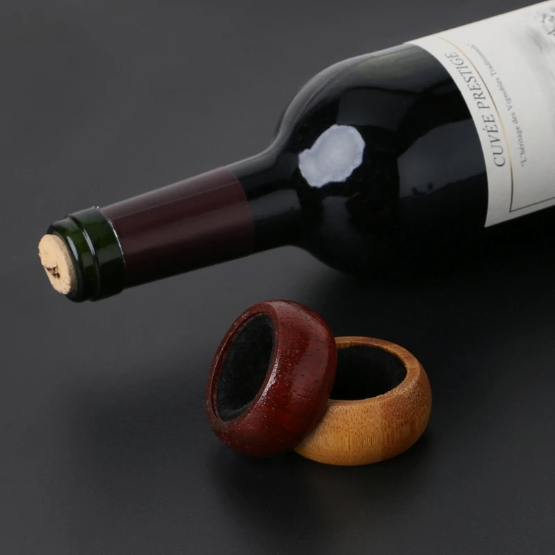 Wooden Red Wine Bottle Drip Drop Proof Stop Collar Ring Home Bar Accessories New