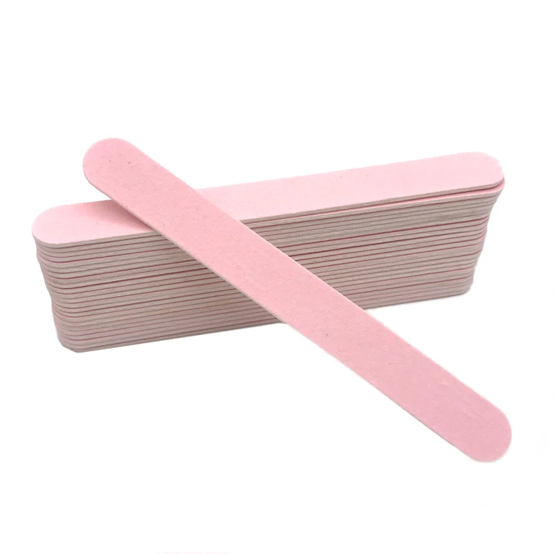 50Pcs Thick Wood Nail Files Artificial Nail Tips File 240/240 Disposable Cuticle Remover Pink Nail Art Styling Tool Beauty Salon