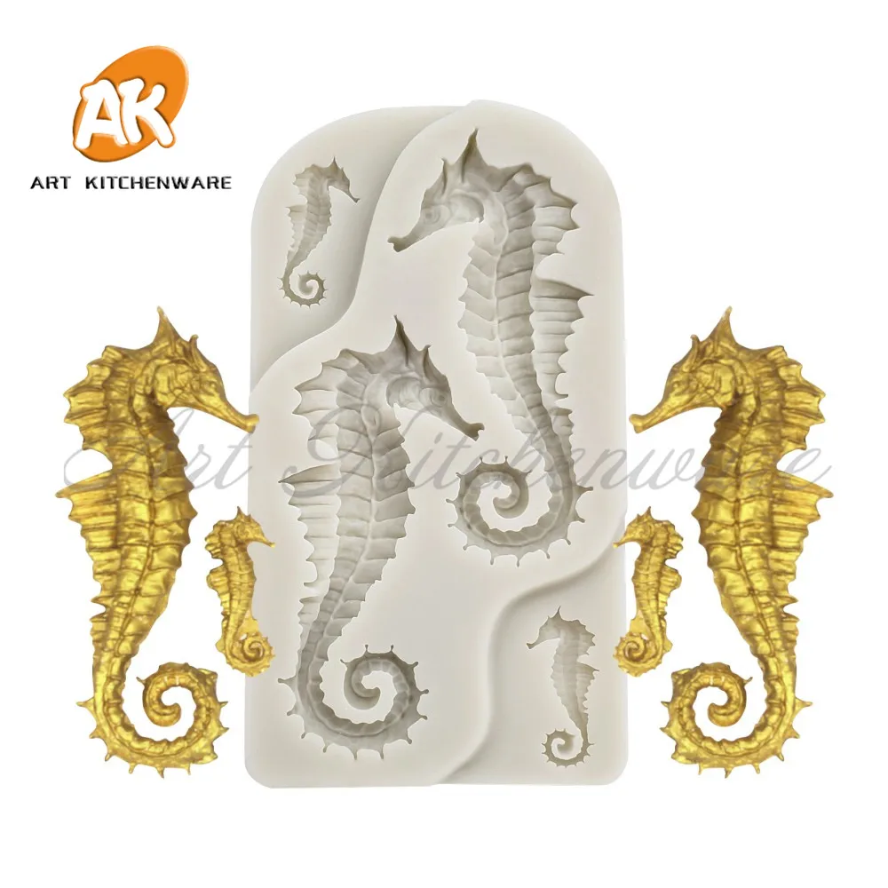 Hippocampus Mold Fondant Molds Fondant Cake Tools Silicone Sugarcraft Mold Bakeware Cupcake Tool Chocolate Molds