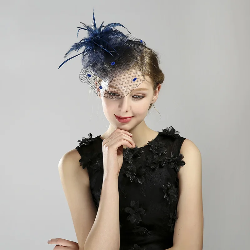 JaneVini Western Boda หมวกแต่งงานเจ้าสาวผู้หญิง Fascinator Penny หมวกตาข่ายผม Pin Feathers ผ้าคลุมหน้าสำหรับผู้หญิงอุปกรณ...