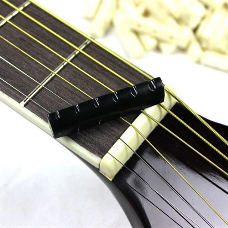 2 pçs osso marfim superior guitarra ponte porca sela para 6 cordas guitarra acústica instrumento de música substituição peça de reposição