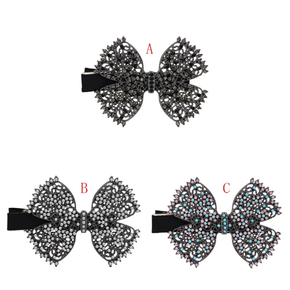 

Vintage Resin Bead Headpiece Hair Clips Girls Wedding Black Hair Accessories for Women Hair Barrettes Bowknot Hairgrips Hairpin