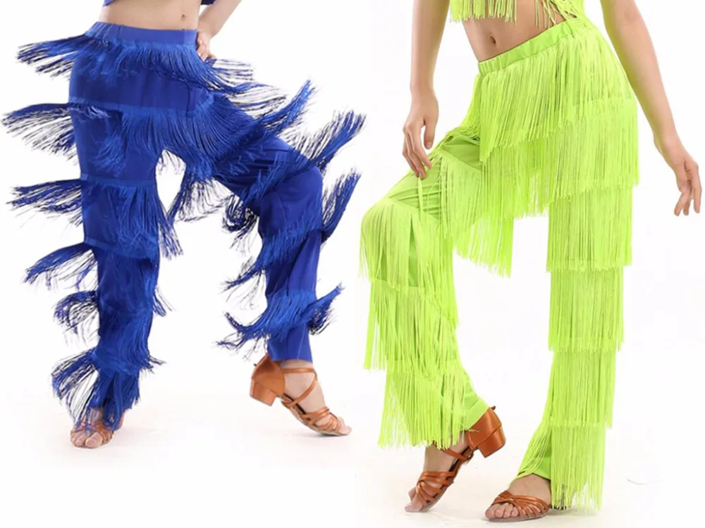 Neue Ankunft Samba quaste Latin dance kostüme Mädchen Salsa ballsaal Fringe dance Hosen kostüm Erwachsene Ballsaal tanzen kleid