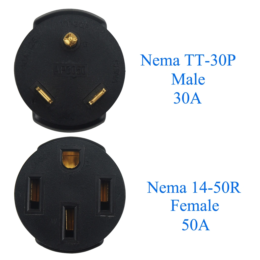 JORINDO [TT-30P to 14-50R] RV socket converter, Nema TT-30P male to Nema 14-50R female American plug socket AC power adapter