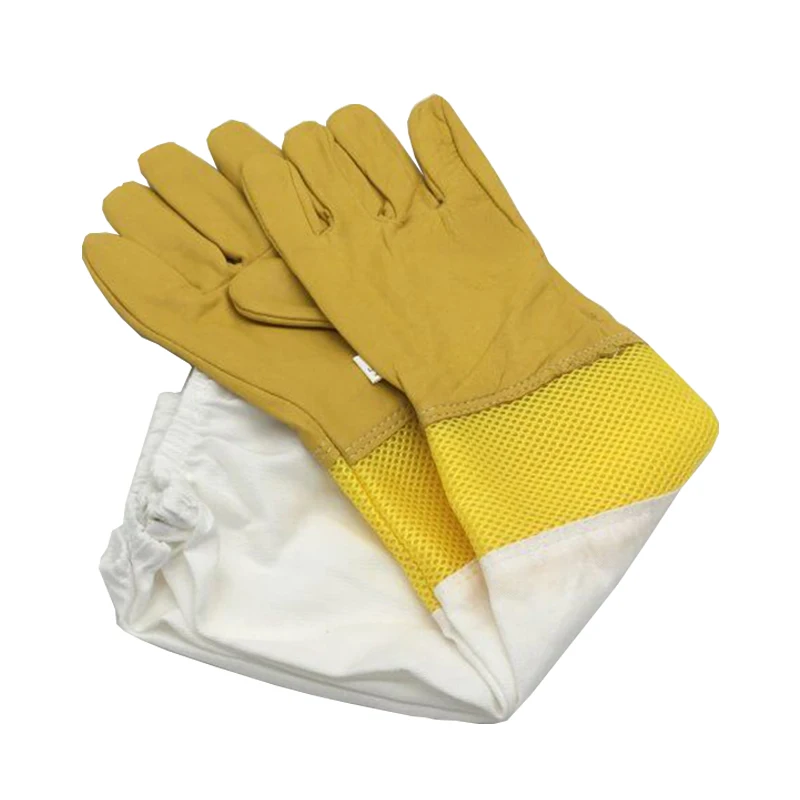 1 Pair Bee Gloves Protective Beekeeping Gloves Goatskin Bee Keeping Vented Long Sleeves beekeeping equipment and tools