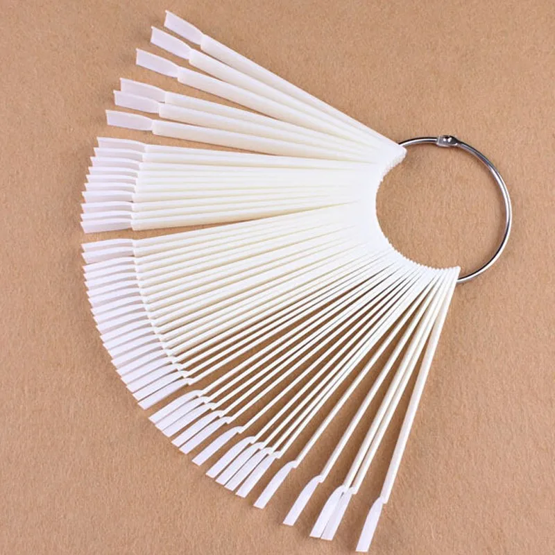 50pcs/pack Display Key Ring Nail Art Tips Pop Stick Fan Polish Practice Wheel Kit Nail Decor Tool