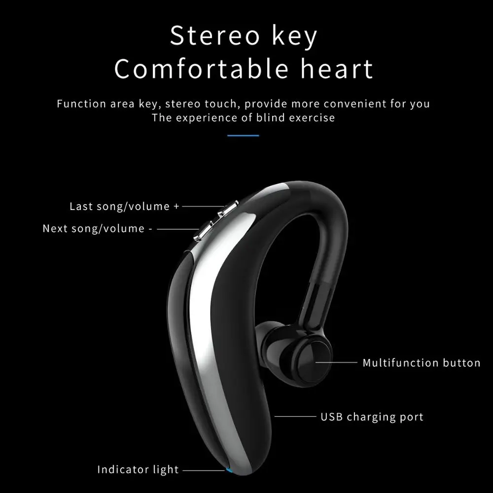 H500 Bluetooth V5.0 Drive Earphones Wireless Hook Design Comfortable Mobile Phone Alternate Headphone For Left/Right Ear Headset image 4