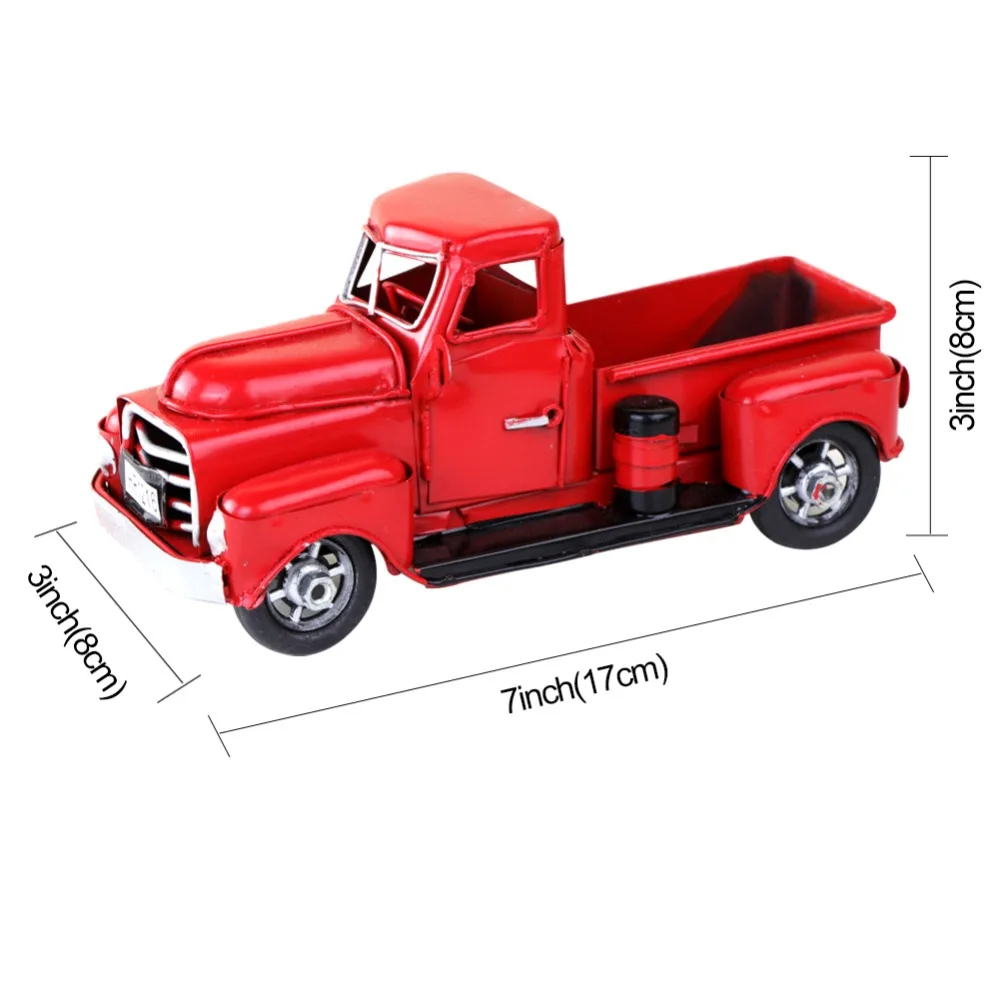 OurWarm Red Metal Vehicle Antique Car Vintage Classic Truck For Home Miniature Christmas Party Table Decoration New Year Gift