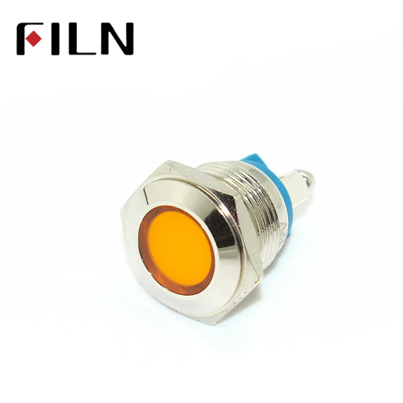 12v indicator light FILN 6v 24v 110v 220v 36v 48v red yellow blue green white led metal signal lamp with screw pins