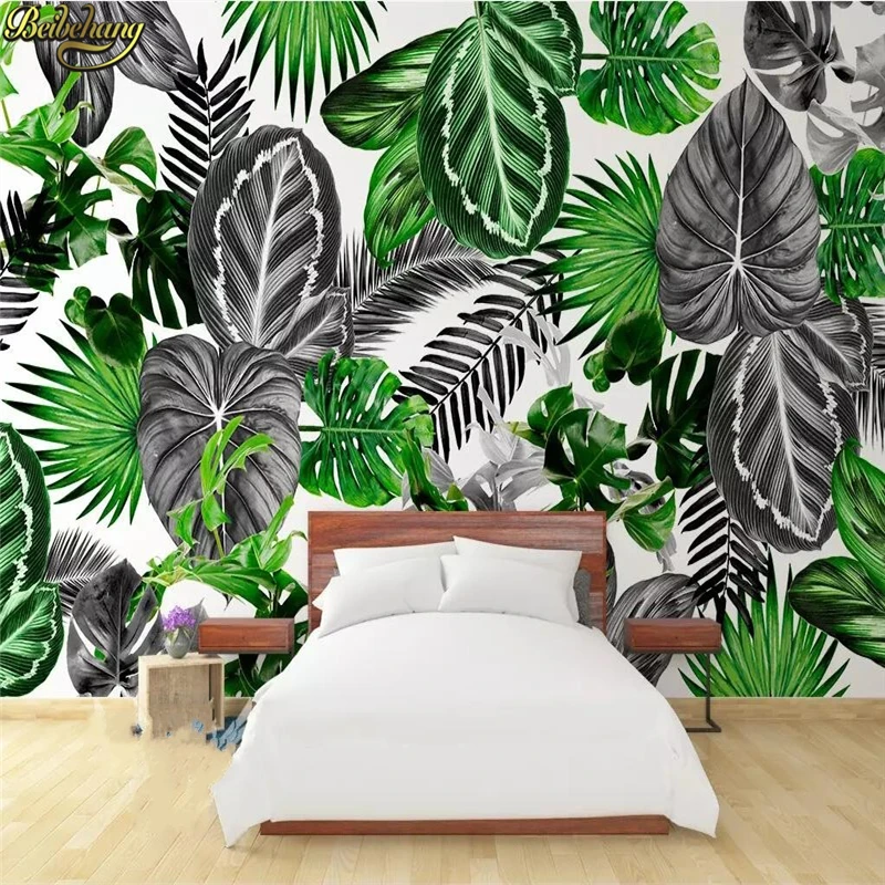 

Custom Photo Nordic Minimalist Black and White Tropical Plant Turtle Leaf Wallpaper Mural Background Wall Painting art Stickers