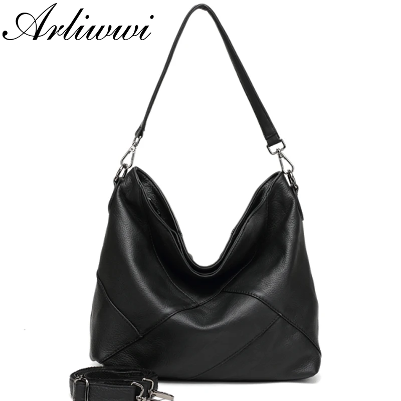 Arliwwi 100% Real Cow Leather Designer Women Shoulder Handbag Extra Soft Cowhide Genuine Leather Bags GS01