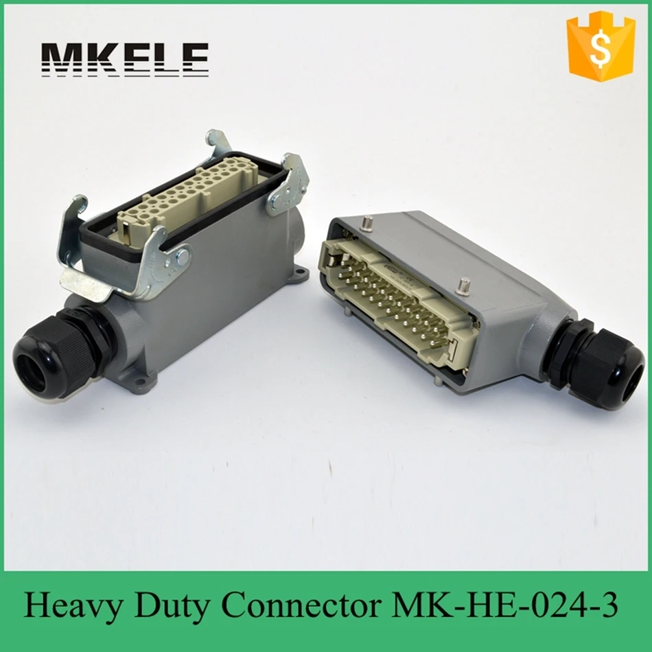 24PIN 16A Waterproof  IP67 Heavy Duty Connector 24 Core Aviation Plug Flame Retardant MK-HE-024-3