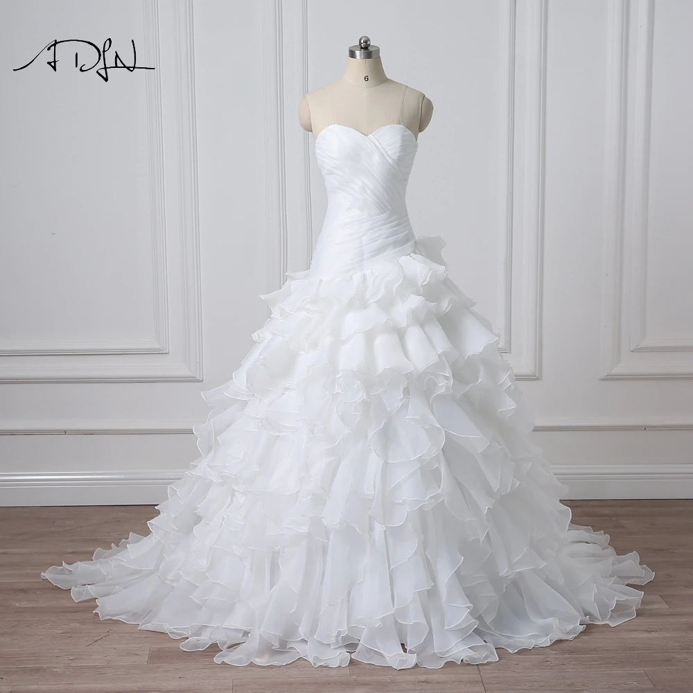 

ADLN Corset Wedding Dresses with Ruffles vestidos de novia A-line Sweetheart Organza Plus Size Bridal Gown Robe Mariee