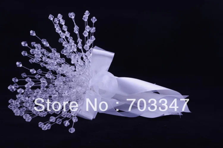 HOT SALE!!!  6 X Beautiful Crystal  bouquet On  Silver Stem,Pretty Bridal  Bouquet. ( Free Shipping by EMS)