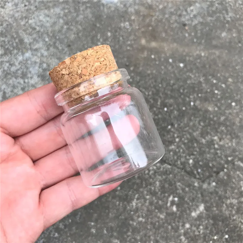 

size 47*50*33mm Capacity 50ml Glass Bottles With Cork Small Transparent Mini Empty Glass Vials Jars 12pcs/lot