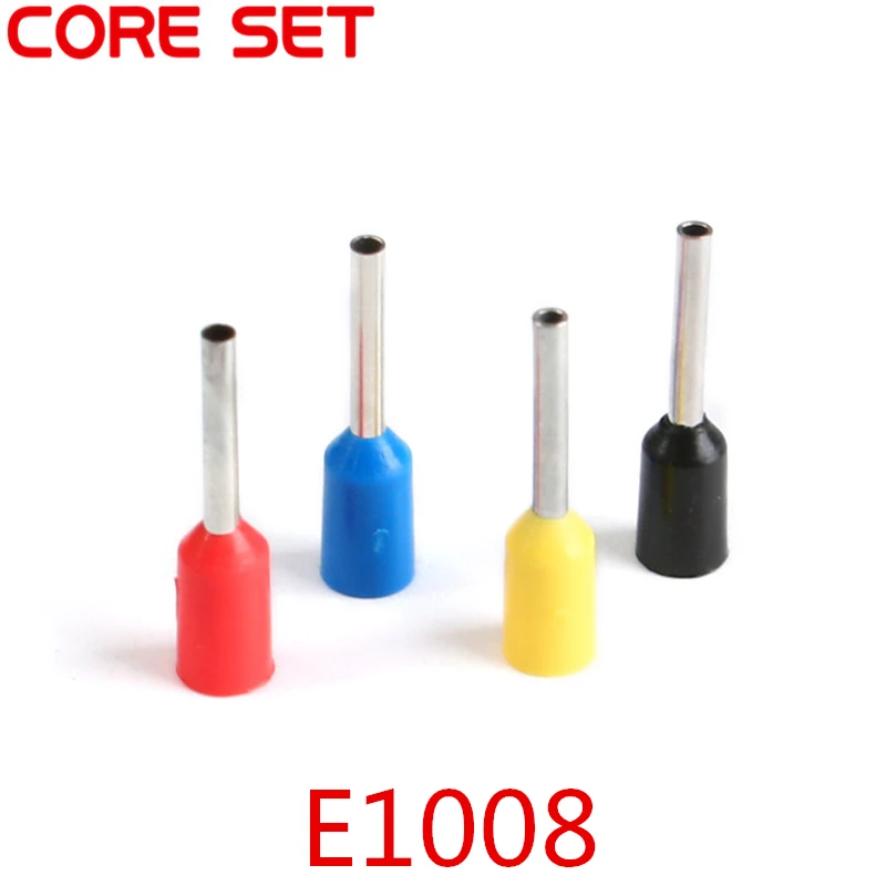 1000pcs E1008 Tubular Wire Connector Electrical Terminals Bootlace Cooper Kit Set Cable Crimps Wire Ferrules Insulated terminal