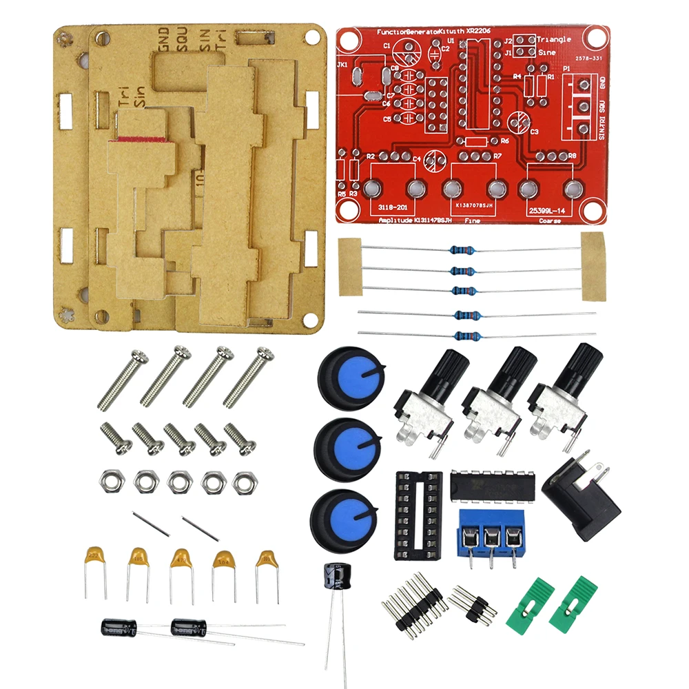 Function Signal Generator DIY Kit Sine/Triangle/Square Output 1Hz-1MHz Signal Generator Adjustable Frequency Amplitude XR2206