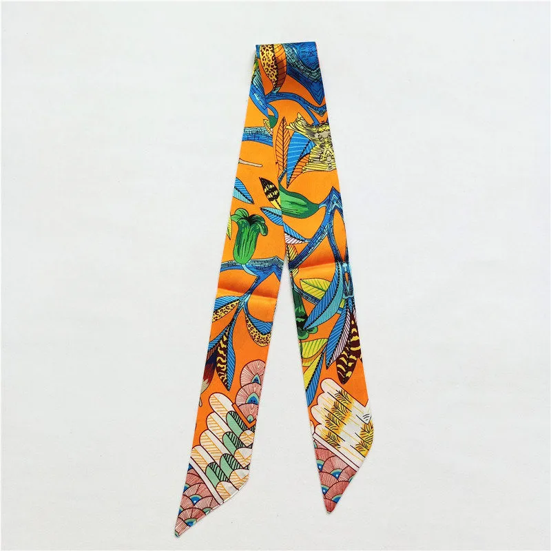 2024 Design Hummingbird Brand Silk Scarf Women Hair Scarf Fashion Neckerchief Skinny Scarves For Ladies Bag Ribbons Womens Tie