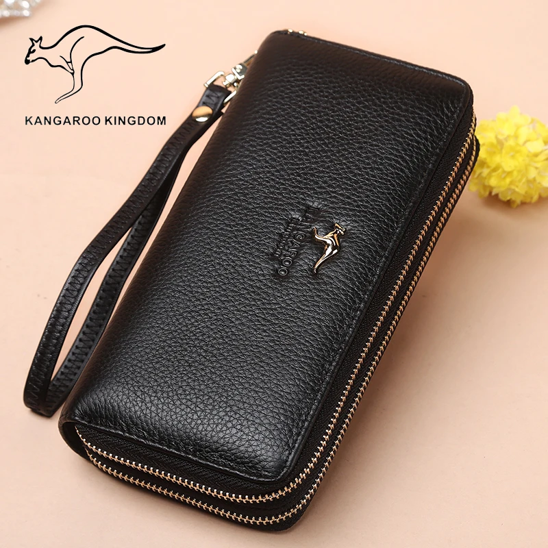 Kangaroo Kingdom Women Wallets Genuine Leather Long Purse Women Clutch Bags Brand Female Wallet