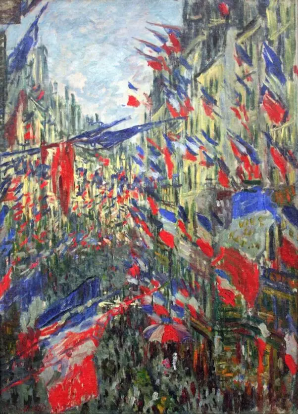 High quality Oil painting Canvas Reproductions The Rue Montargueil with Flags (1878) By Claude Monet hand painted