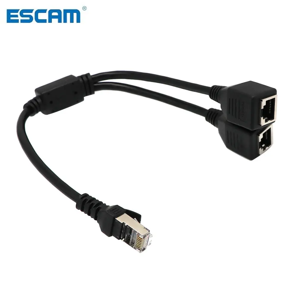 ESCAM RJ45 Ethernet Y Splitter Adapter Cable 1 to 2 Port Switch Adapter Cord for CAT 5/CAT 6 LAN Ethernet