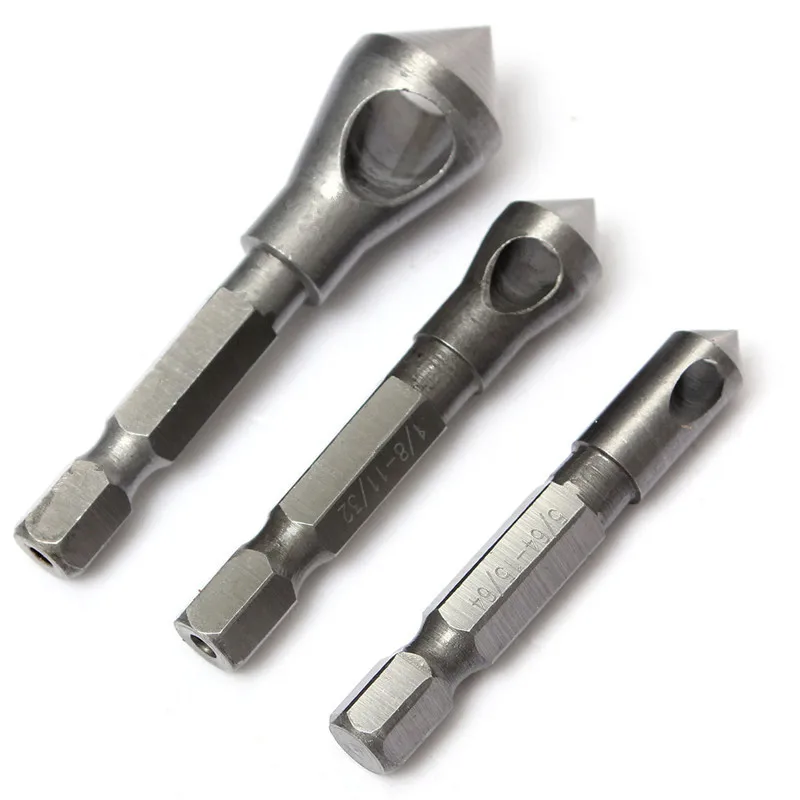 3pcs/set Countersink Bit Set Deburring Drill Bits Tapper Hole Cutter Hand Tools Chamfer Set Woodworkiing Drilling Best Quality