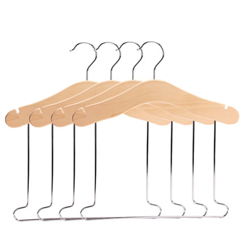 30cm 5 pcs/lot Solid Wood Kid's Suit Hangers Garment Storage in Children's Clothing Stores Wooden Rack with Clips for Baby Pants