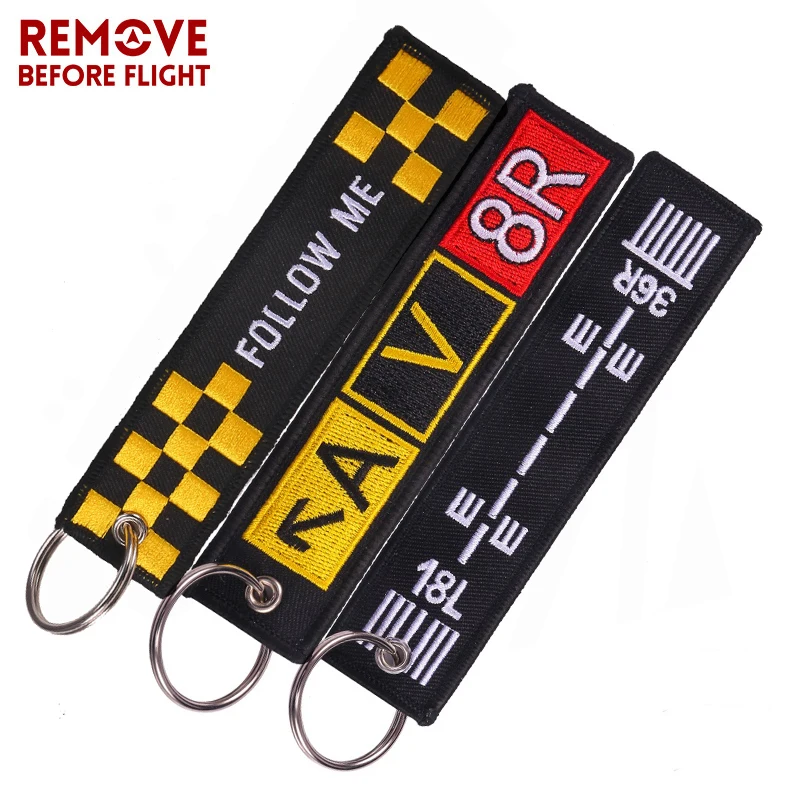 3PCS/LOT Remove Before Flight Embroidery Letter Motorcycles Key Chain and Jacket Engineer Aviation Gifts Tag Luggage chaveiro de