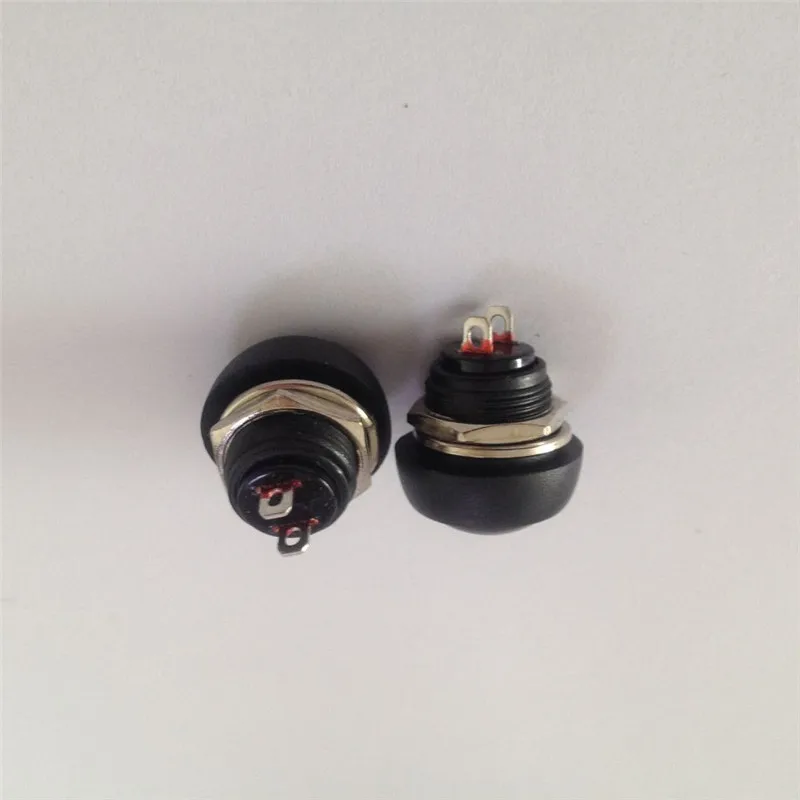 2pcs  YT114  12 mm  PBS-33B automatic reset button  Black  small reset button switch unlocked the horn switch auto switch